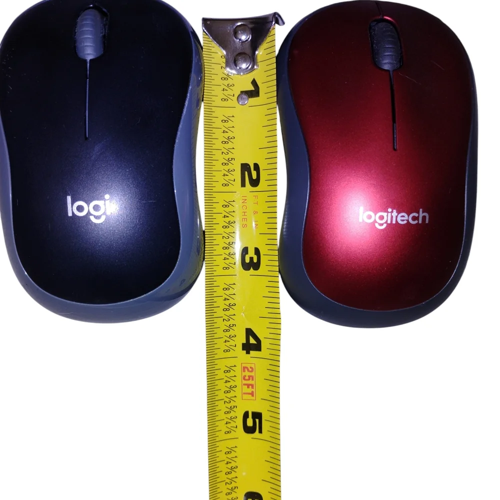 Logitech M185 Wireless Mouse Pair - Black & Red w/USB plugs